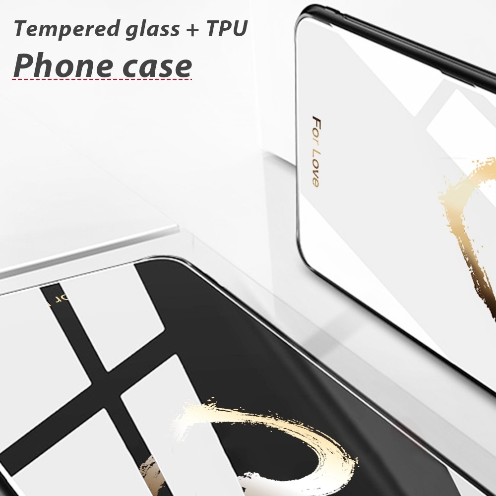 For Oppo Reno7 5G (Global) Pattern Printing Anti-fall Phone Case Well Protection Tempered Glass+PC+TPU Phone Cover - Peony-4