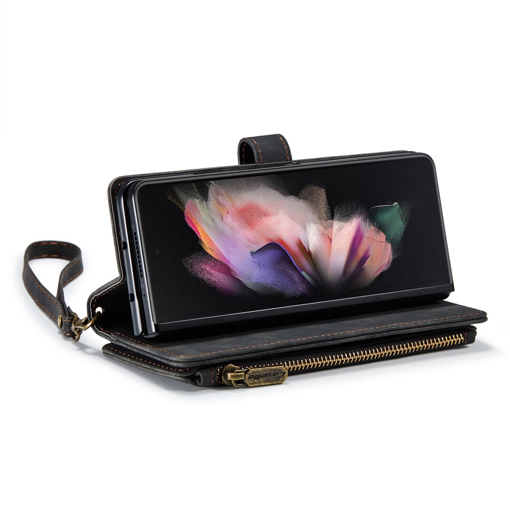 CASEME C30 Series For Samsung Galaxy Z Fold4 5G Zipper Pocket Wallet PU Leather 5 Card Slots Stand Cell Phone Cover - Black-4