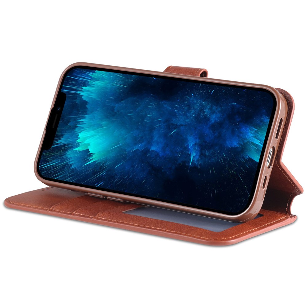 AZNS PU Leather Case for iPhone 14 Pro Max 6.7 inch, Shock Absorbing Stand Wallet Magnetic Flip Folio Phone Cover - Brown-2