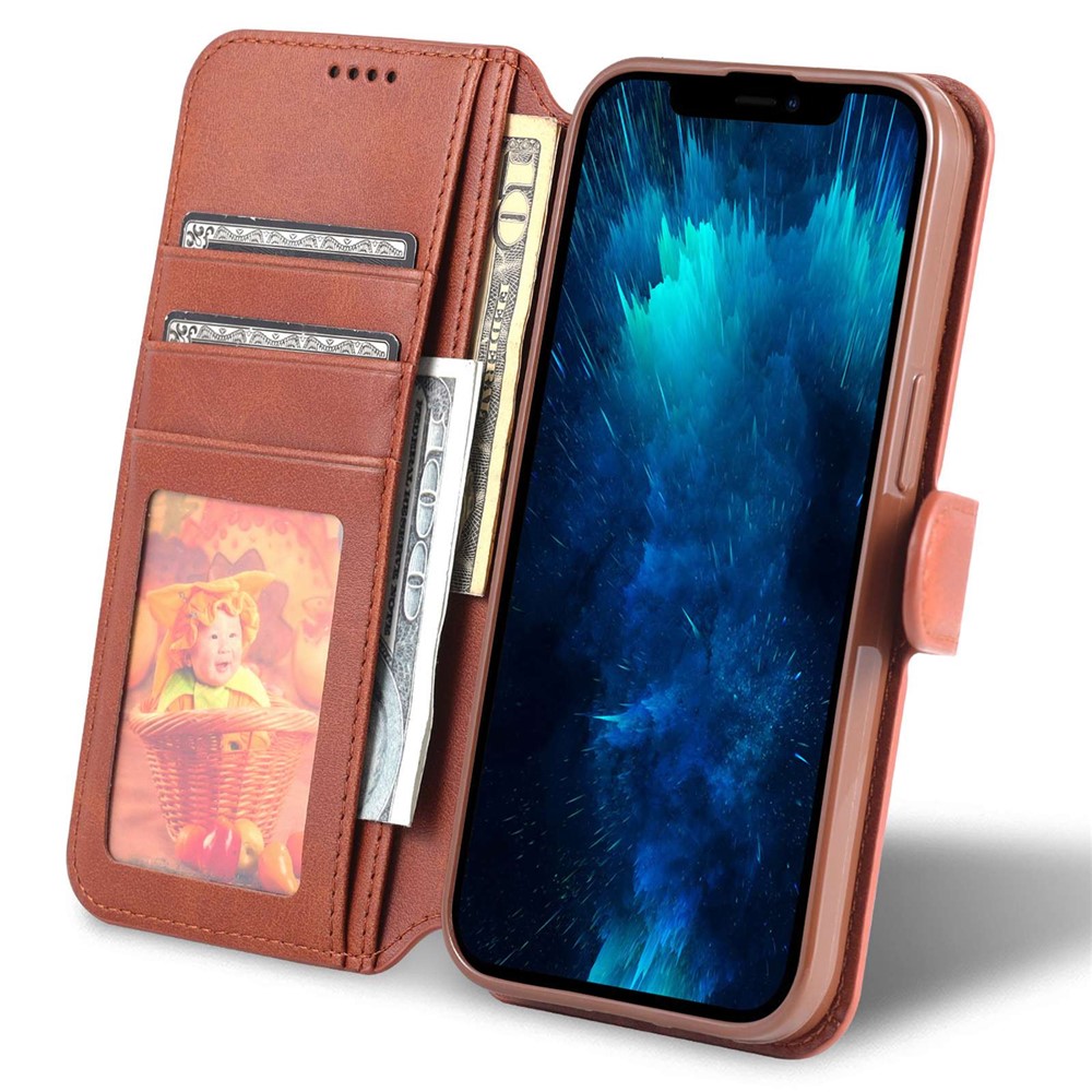AZNS PU Leather Case for iPhone 14 Pro Max 6.7 inch, Shock Absorbing Stand Wallet Magnetic Flip Folio Phone Cover - Brown-3