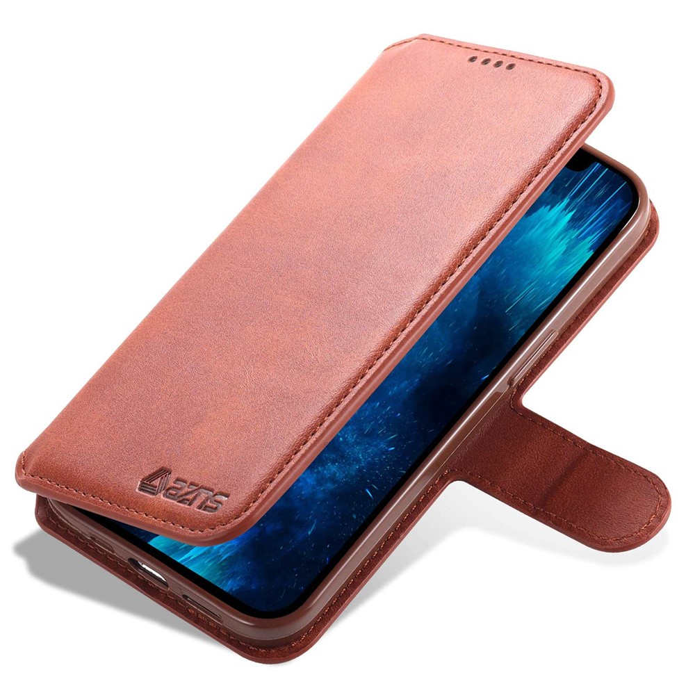 AZNS PU Leather Case for iPhone 14 Pro Max 6.7 inch, Shock Absorbing Stand Wallet Magnetic Flip Folio Phone Cover - Brown-5