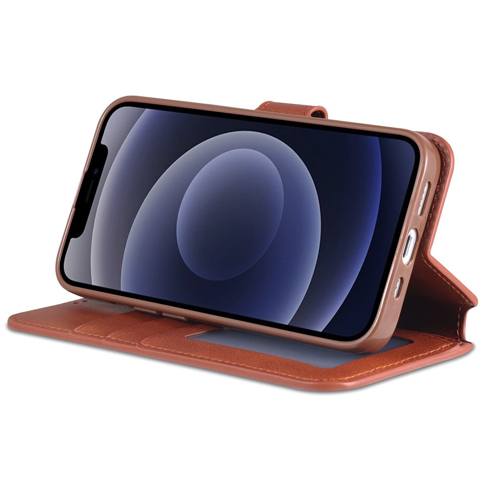 AZNS PU Leather Case for iPhone 14 Max 6.7 inch, Stand Wallet Scratch Resistant Magnetic Flip Folio Phone Cover - Brown-2