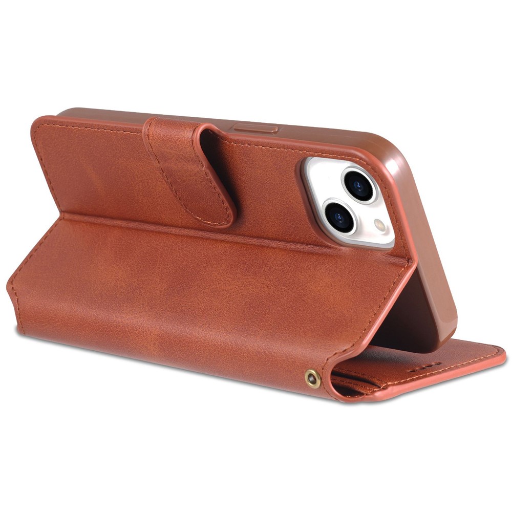 AZNS PU Leather Case for iPhone 14 Max 6.7 inch, Stand Wallet Scratch Resistant Magnetic Flip Folio Phone Cover - Brown-4