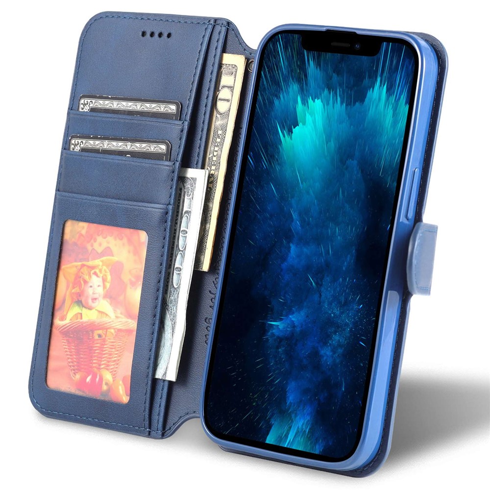 AZNS PU Leather Case for iPhone 14 Pro 6.1 inch, Full Protection Stand Wallet Magnetic Flip Folio Phone Cover - Blue-3