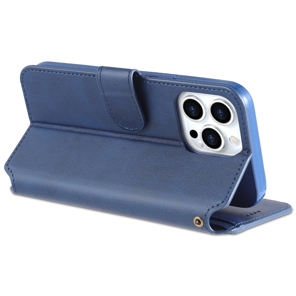 AZNS PU Leather Case for iPhone 14 Pro 6.1 inch, Full Protection Stand Wallet Magnetic Flip Folio Phone Cover - Blue-4