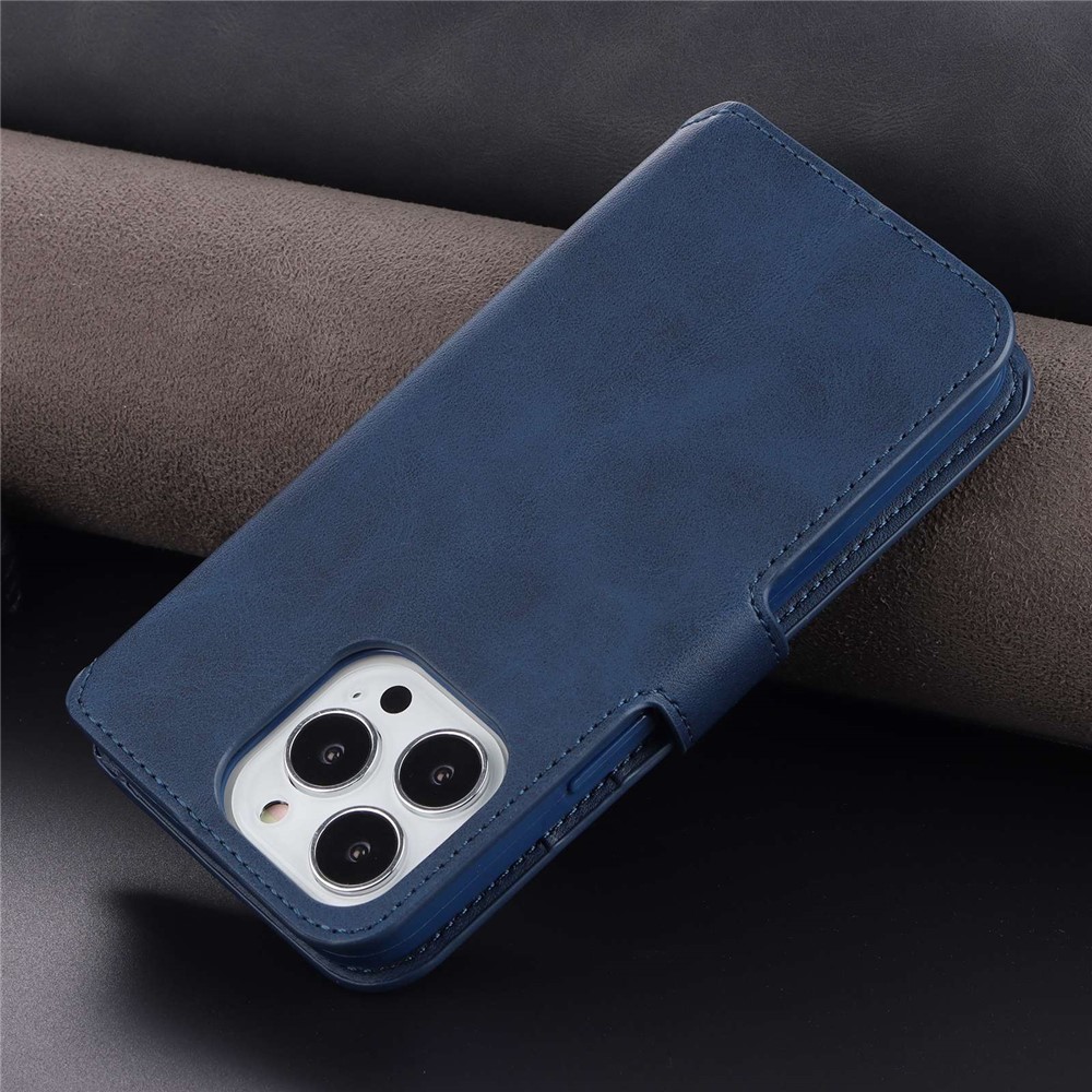AZNS PU Leather Case for iPhone 14 Pro 6.1 inch, Full Protection Stand Wallet Magnetic Flip Folio Phone Cover - Blue-7