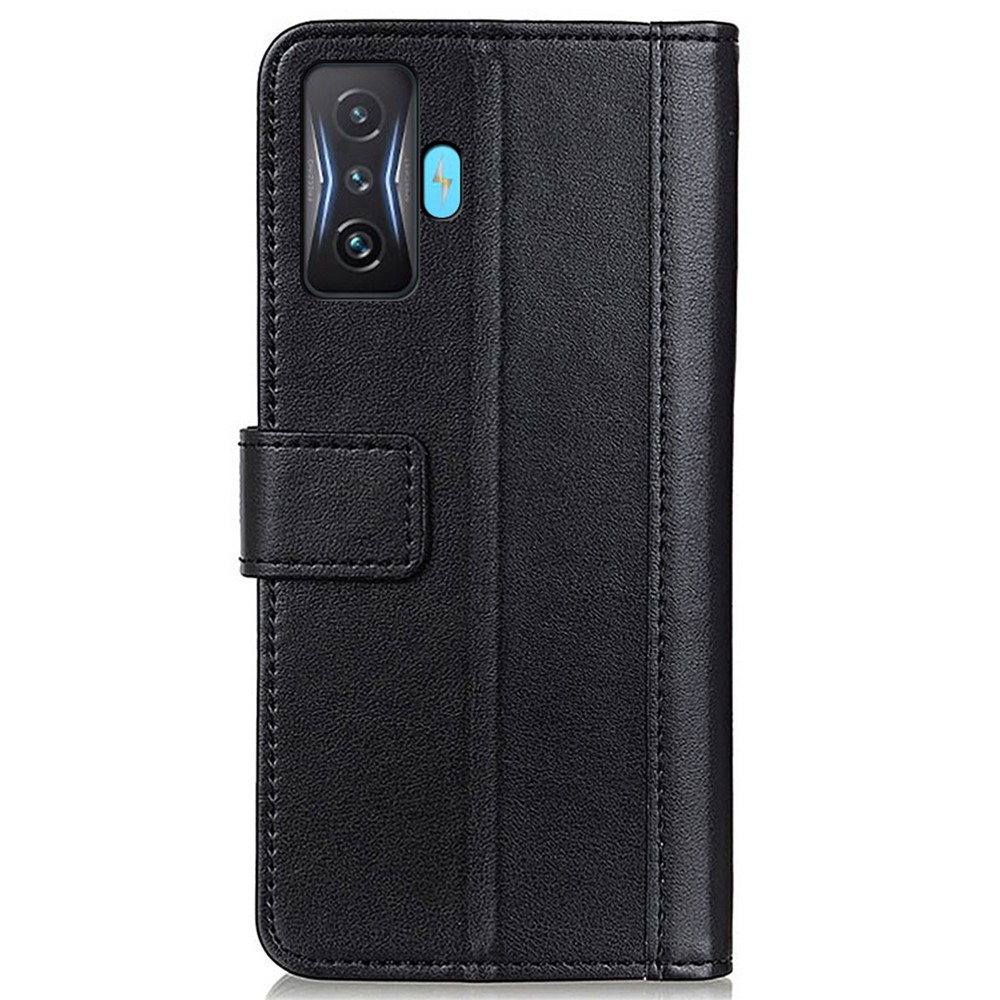 KHAZNEH for Xiaomi Poco F4 GT 5G/Redmi K50 Gaming Smooth Texture PU Leather Stand Case Well-protected Wallet Phone Cover - Black-8