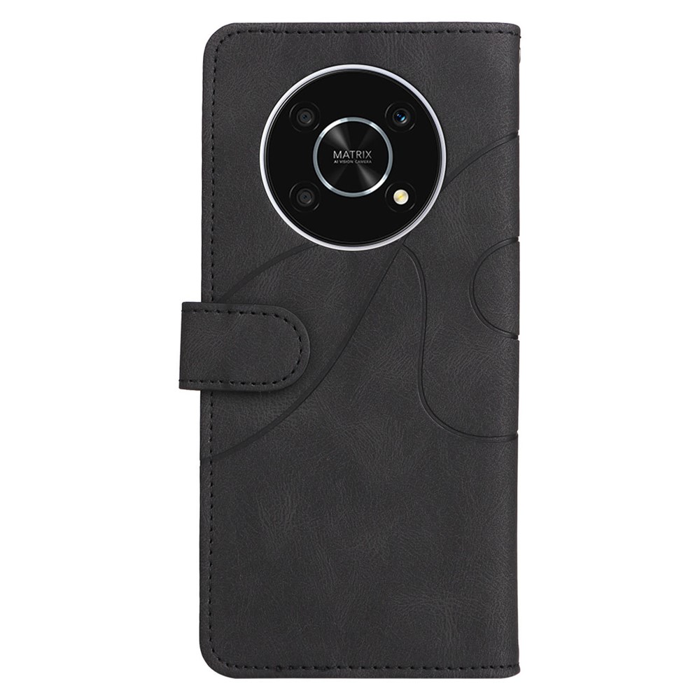 KT Leather Series-1 for Honor X9 5G/X30 5G/Magic 4 Lite 5G Dual-color Splicing Stand Wallet PU Leather Case Phone Cover - Black-8