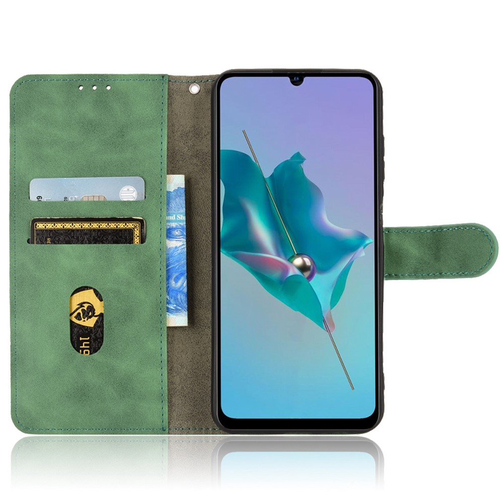 For ZTE Blade A72 4G/V40 Vita Skin-touch Feeling Drop Proof Cell Phone Case Magnetic Clasp PU Leather Wallet Stand Protector with Strap - Green-2