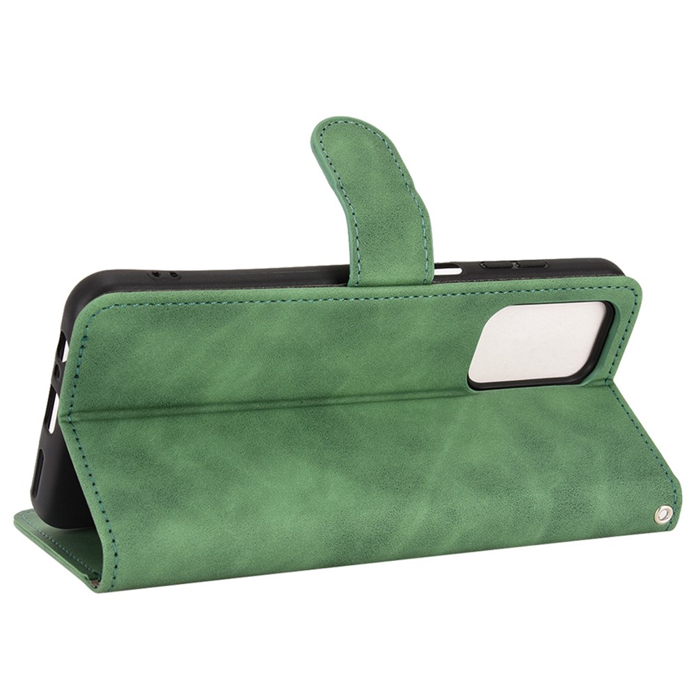 For ZTE Blade A72 4G/V40 Vita Skin-touch Feeling Drop Proof Cell Phone Case Magnetic Clasp PU Leather Wallet Stand Protector with Strap - Green-3