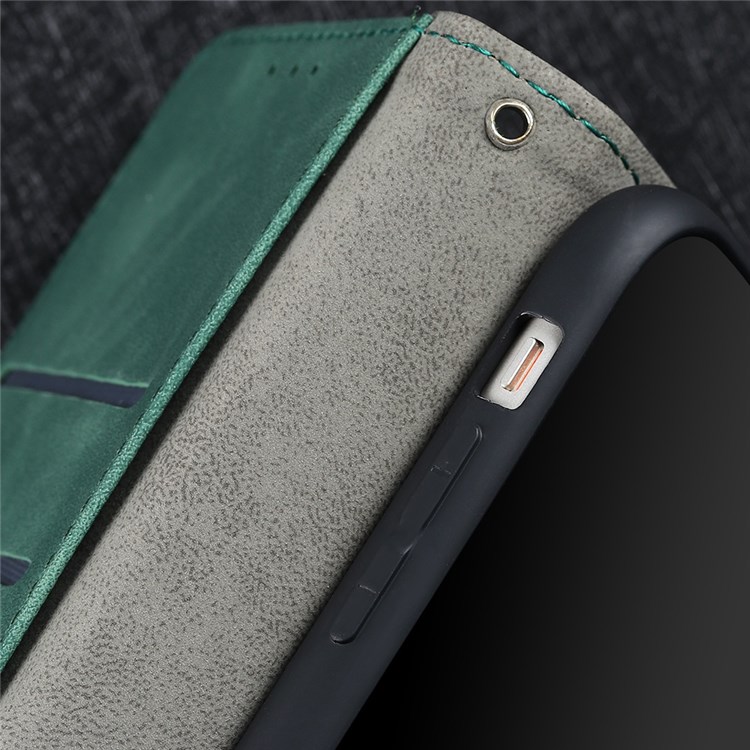 For ZTE Blade A72 4G/V40 Vita Skin-touch Feeling Drop Proof Cell Phone Case Magnetic Clasp PU Leather Wallet Stand Protector with Strap - Green-5