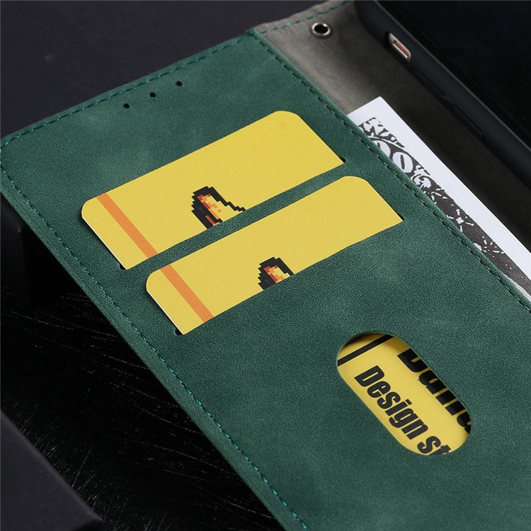 For ZTE Blade A72 4G/V40 Vita Skin-touch Feeling Drop Proof Cell Phone Case Magnetic Clasp PU Leather Wallet Stand Protector with Strap - Green-8