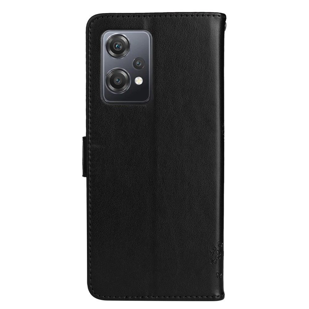 For OnePlus Nord CE 2 Lite 5G KT Imprinting Flower Series-3 PU Leather Mobile Phone Case Imprinted Cat Tree Pattern Stand Anti-scratch Phone Cover Wallet - Black-7