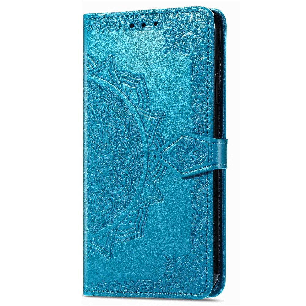 For Xiaomi 12 Lite 5G Mandala Pattern Embossed Leather Anti-scratch Case Stand Wallet Feature Magnetic Phone Cover with Strap - Blue-7