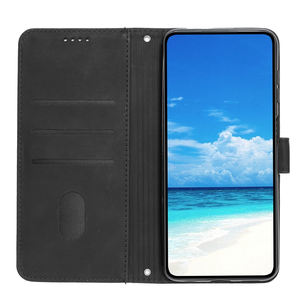 For Motorola Moto G31 4G/G41 4G Flip Wallet Phone Case Heart Shape Imprinted Skin-touch Feeling PU Leather Stand Folio Cover with Strap - Black-2