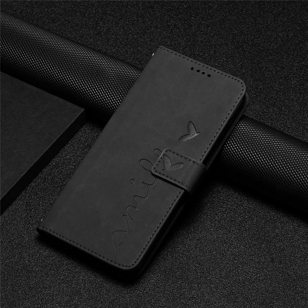 For Motorola Moto G31 4G/G41 4G Flip Wallet Phone Case Heart Shape Imprinted Skin-touch Feeling PU Leather Stand Folio Cover with Strap - Black-9