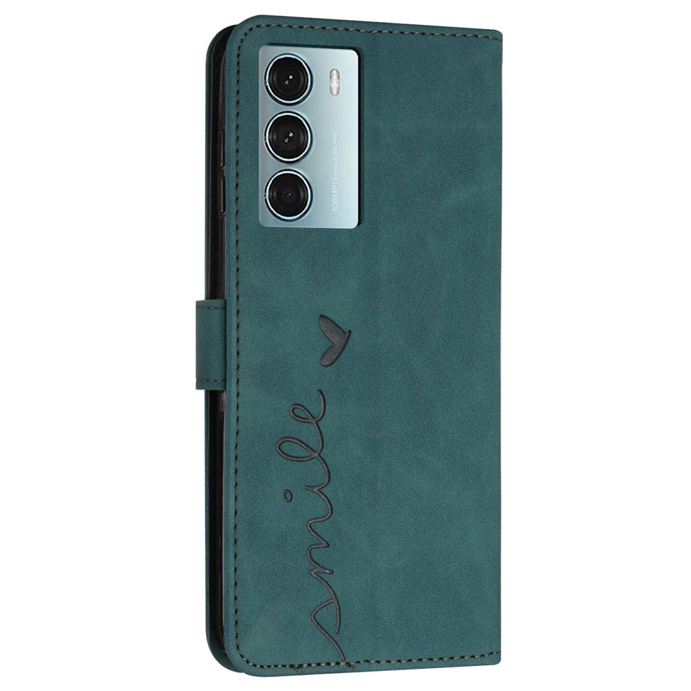 For Motorola Moto G200 5G/Edge 30 Skin-touch Phone Case Heart Shape Imprinted PU Leather Stand Wallet Flip Cover - Green-11