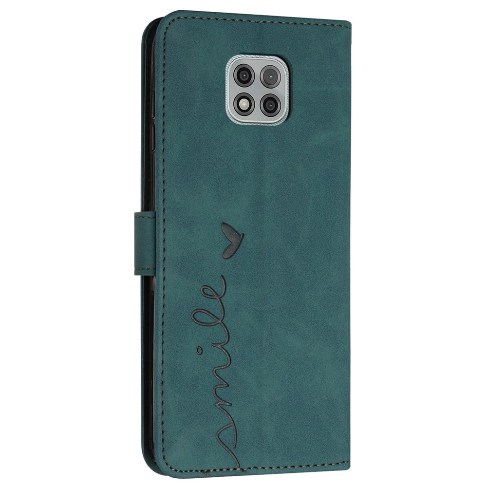 For Motorola Moto G Power (2021) Heart Shape Imprinted Wallet Case Skin-touch PU Leather Viewing Stand Phone Shell - Green-11