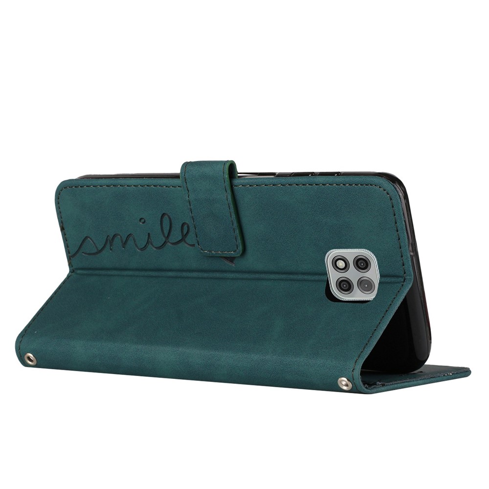 For Motorola Moto G Power (2021) Heart Shape Imprinted Wallet Case Skin-touch PU Leather Viewing Stand Phone Shell - Green-3
