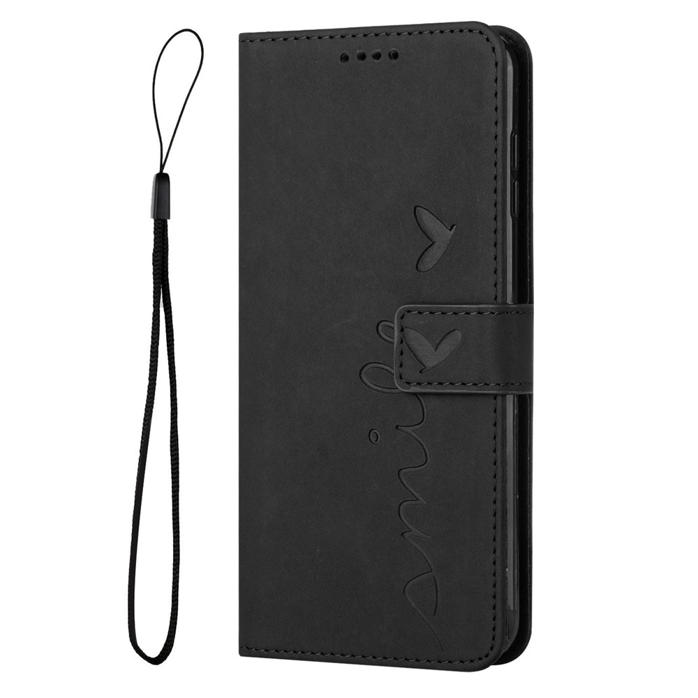 Heart Shape Imprinted Leather Case for Motorola Moto G50 4G, Skin-touch Stand Wallet Drop-proof Phone Cover - Black-10