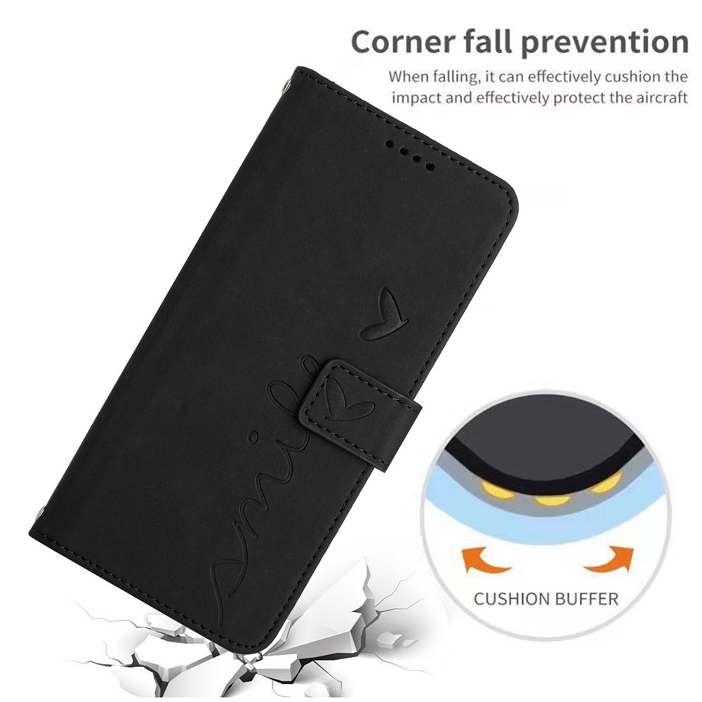 Heart Shape Imprinted Leather Case for Motorola Moto G50 4G, Skin-touch Stand Wallet Drop-proof Phone Cover - Black-4