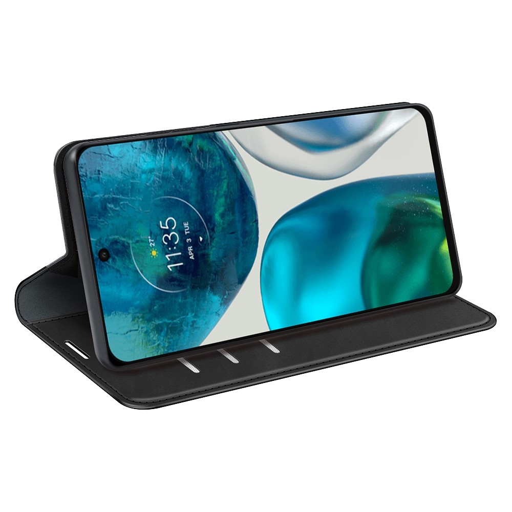 For Motorola Moto G42 4G Flip Folio Skin-touch PU Leather Case Stand Wallet Phone Protective Cover - Black-3