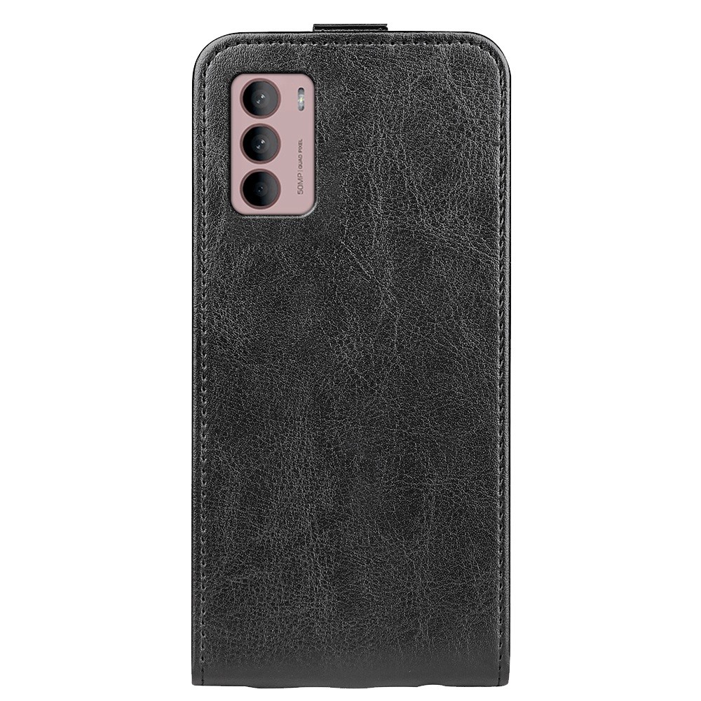 For Motorola Moto G42 4G Vertical Flip PU Leather Phone Cover Card Holder Crazy Horse Texture Protective Case - Black-3