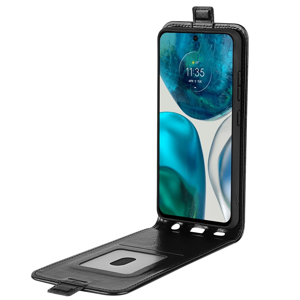 For Motorola Moto G42 4G Vertical Flip PU Leather Phone Cover Card Holder Crazy Horse Texture Protective Case - Black-4