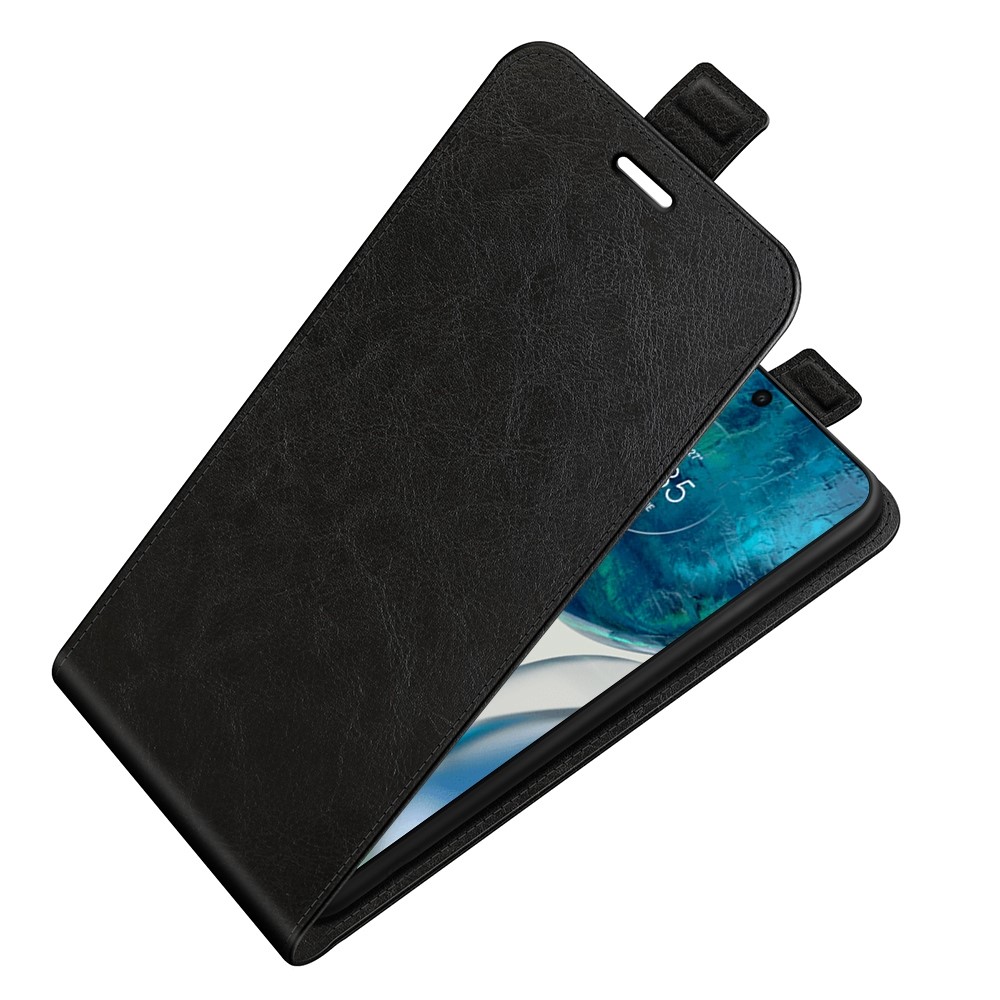 For Motorola Moto G42 4G Vertical Flip PU Leather Phone Cover Card Holder Crazy Horse Texture Protective Case - Black-7