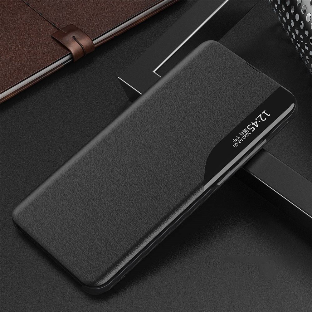 For Honor Play 30 Plus 5G/X7 Magnetic Auto Closing Clear View Window Phone Case Adjustable Stand Leather Protective Shell - Black-2