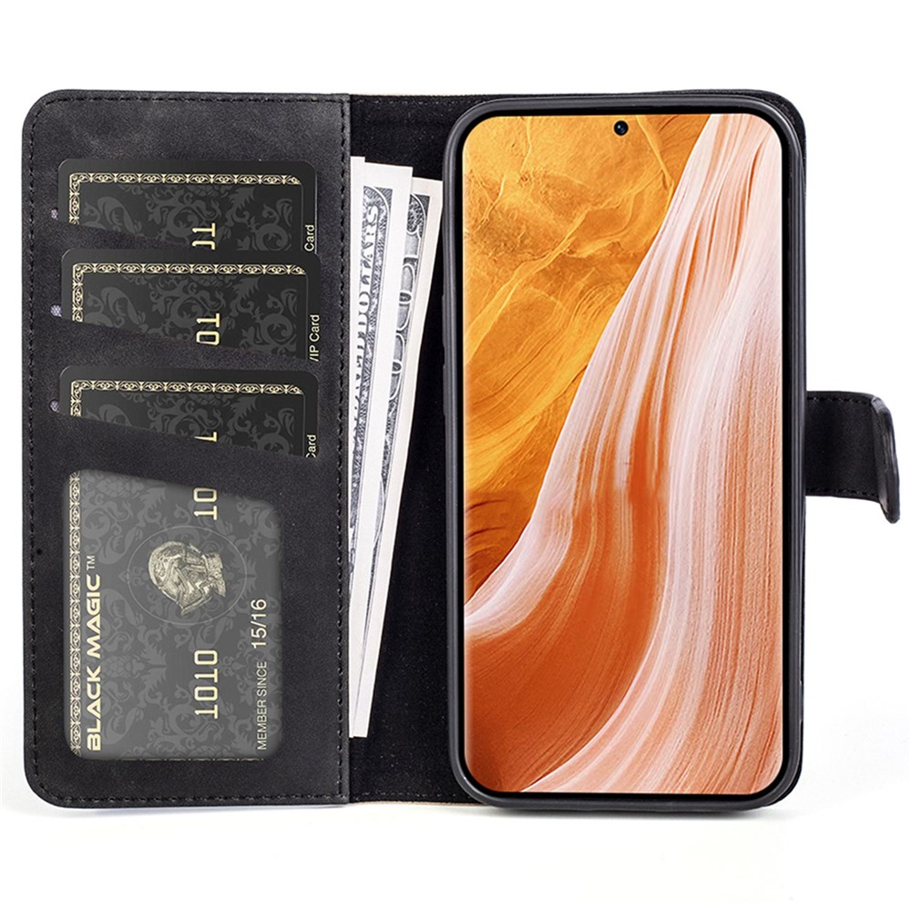 For ZTE Axon 40 Pro 5G Color Splicing PU Leather Phone Anti-drop Case Magnetic Clasp Cover Shell with Stand Wallet - Black-2