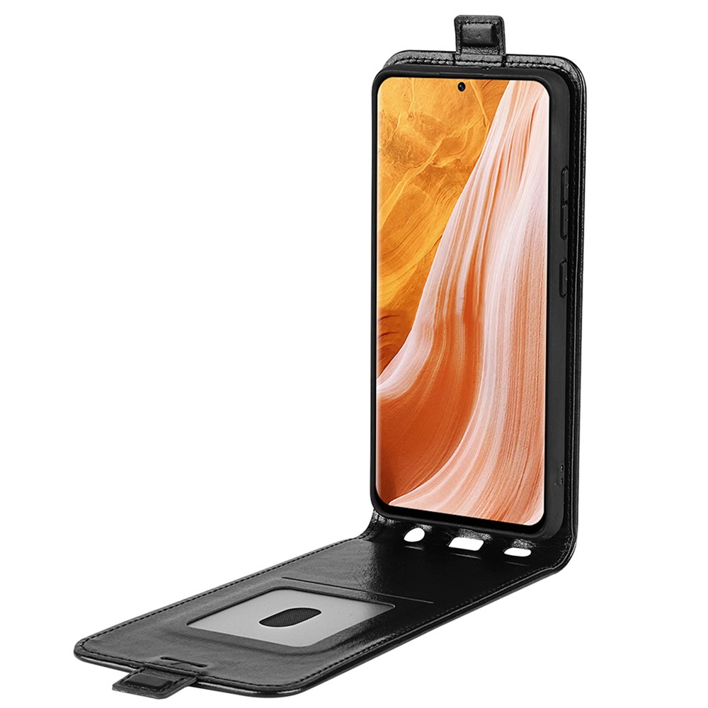 For ZTE Axon 40 Pro Crazy Horse Texture Card Slot PU Leather Phone Cover Vertical Flip Phone Case - Black-2