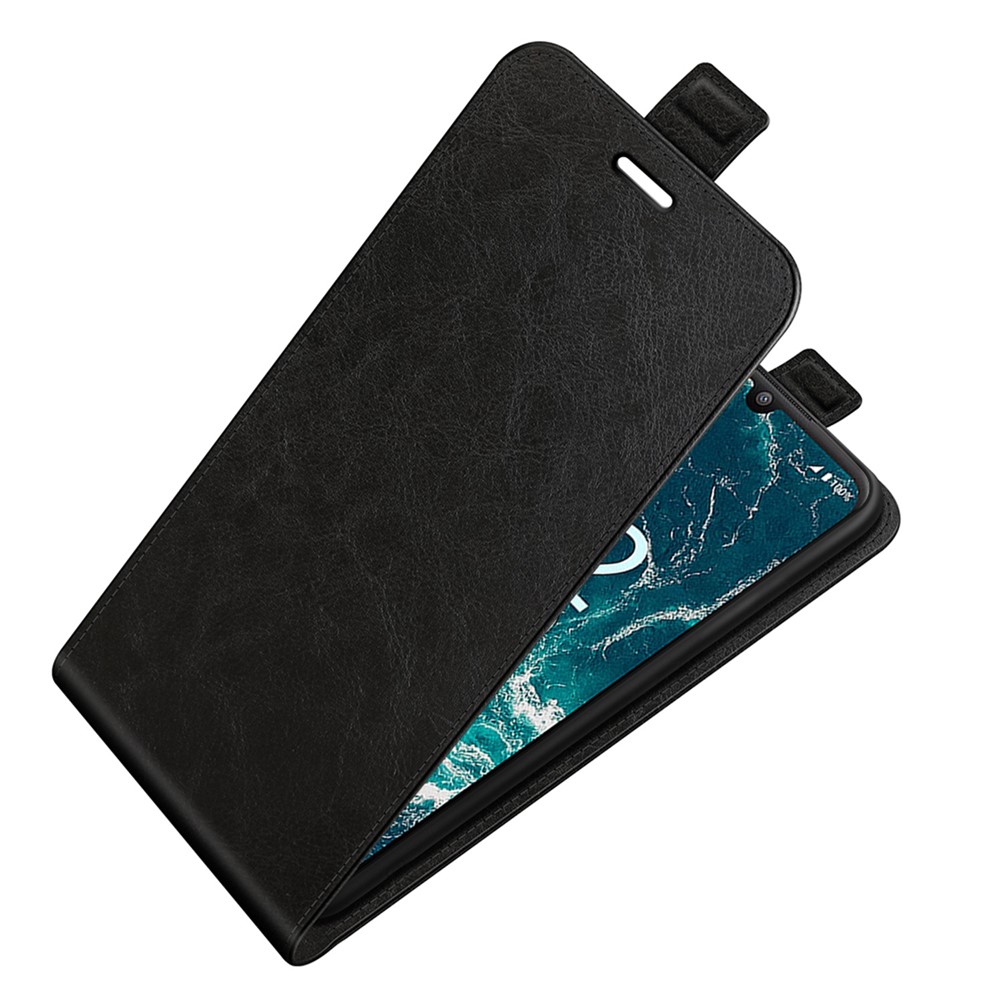 For Nokia C200 4G Crazy Horse Texture PU Leather Cover Vertical Flip Card Holder Phone Case - Black-3