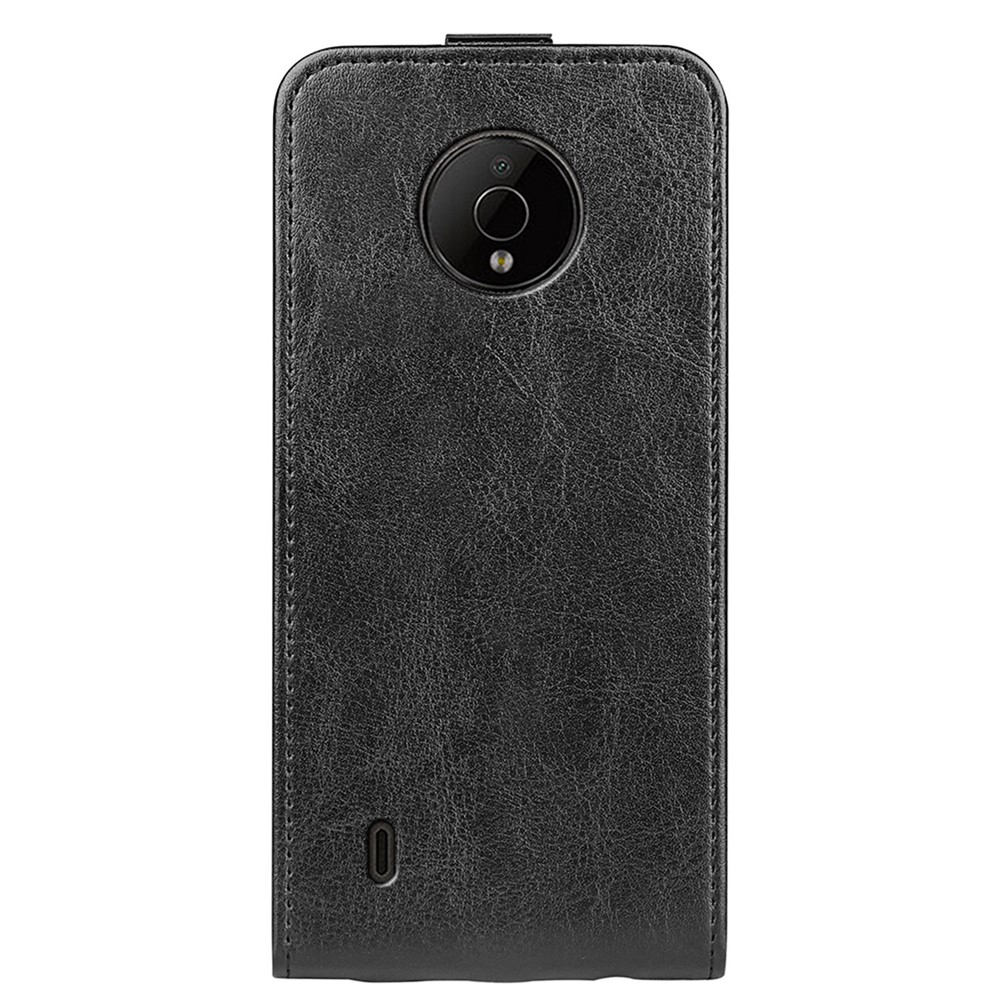 For Nokia C200 4G Crazy Horse Texture PU Leather Cover Vertical Flip Card Holder Phone Case - Black-8