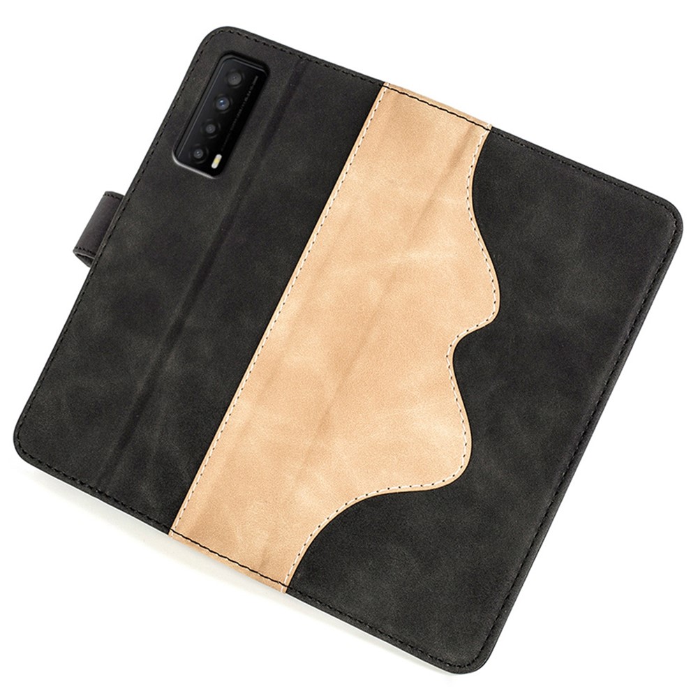 For TCL Stylus 5G Color Splicing PU Leather Stand Wallet Case Magnetic Clasp Phone Protective Cover - Black-5