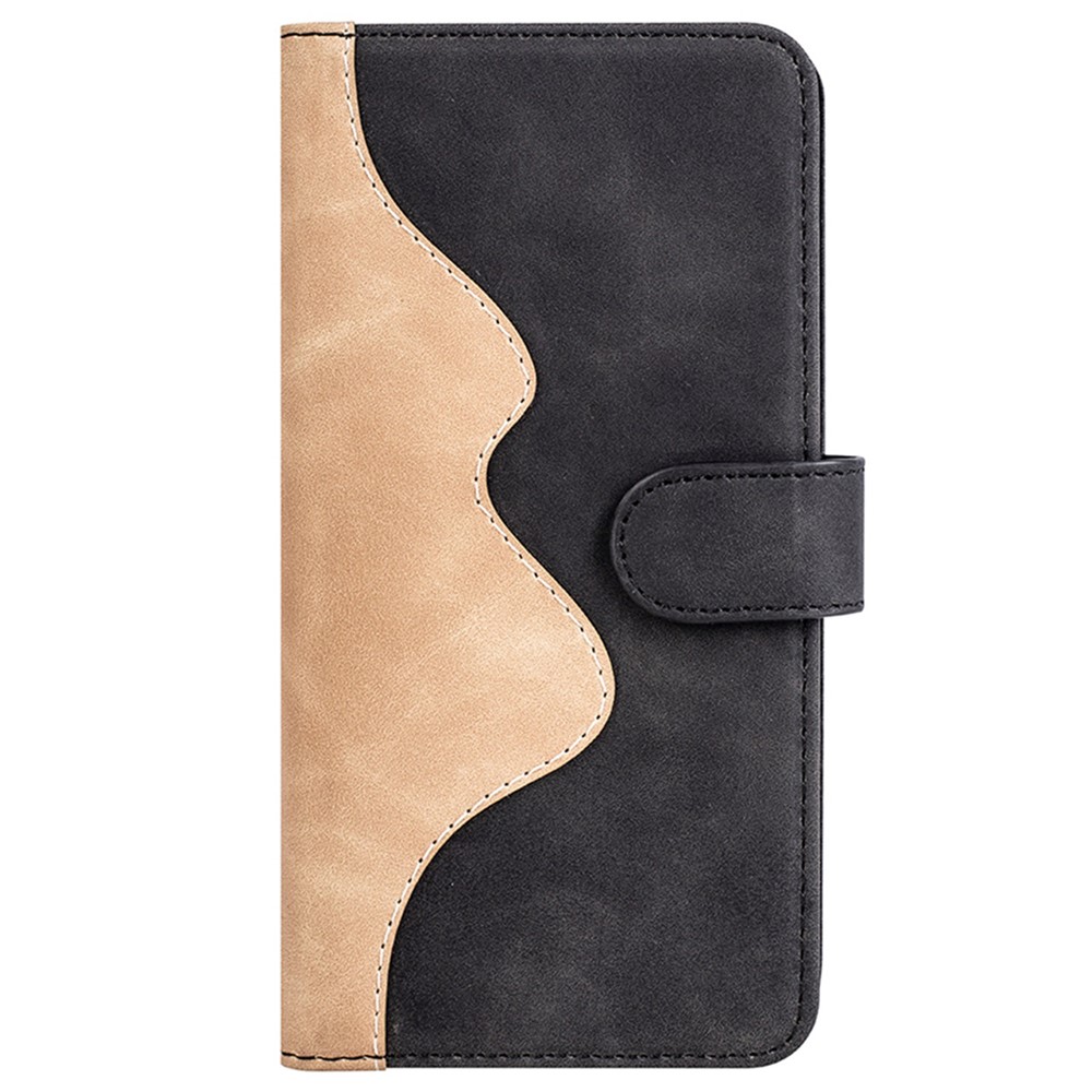 For Motorola Moto G42 4G Color Splicing PU Leather Stand Wallet Case Full-protection Phone Cover - Black-6