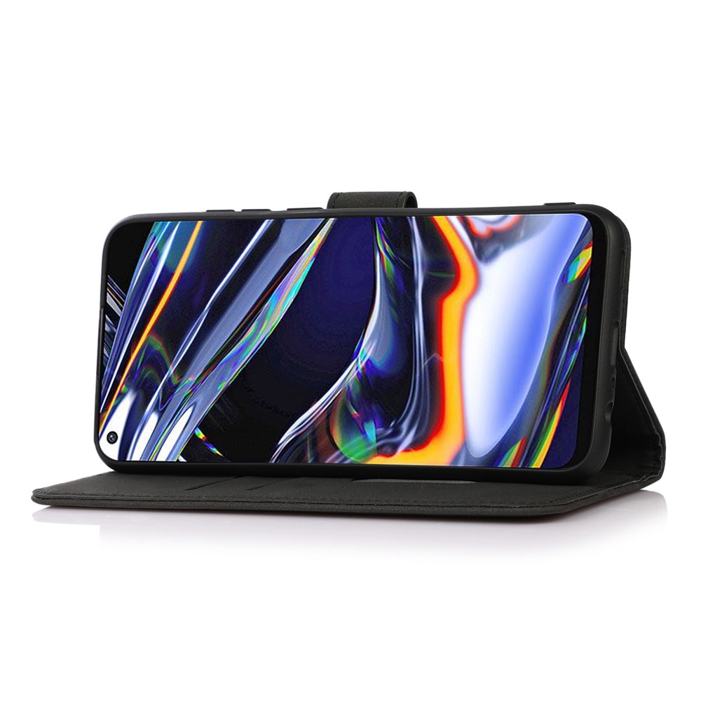KHAZNEH Textured PU Leather Stand Phone Case for Xiaomi 12 Ultra, Wallet Function Folio Flip Protective Cover - Black-2