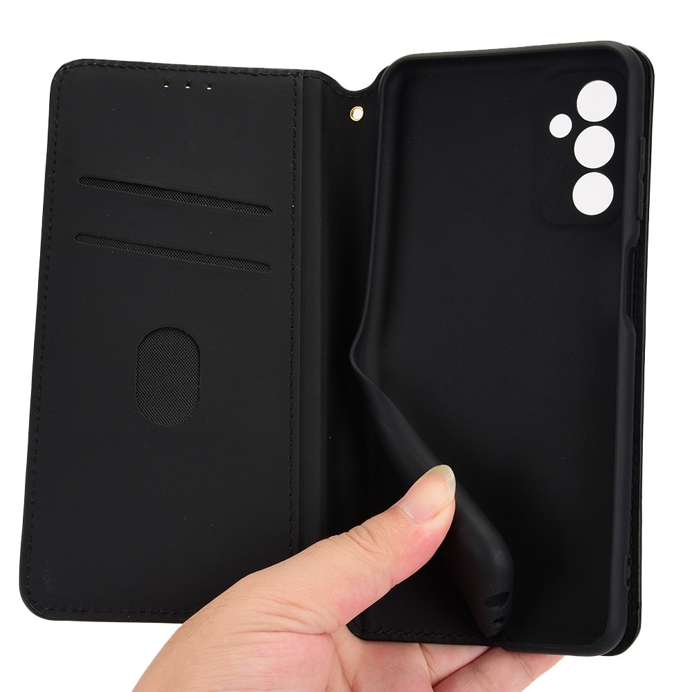 For Samsung Galaxy M13 4G Imprinting Rhombus Pattern PU Leather Cover Magnetic Auto-absorbed Phone Stand Wallet Case - Black-4