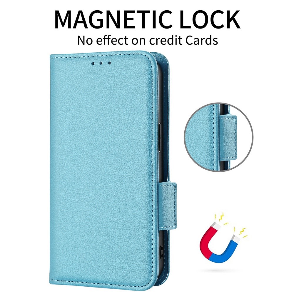 For Samsung Galaxy Z Fold3 5G Side Magnetic Clasp Litchi Texture PU Leather Phone Case Stand Wallet Folio Flip Cover - Baby Blue-4