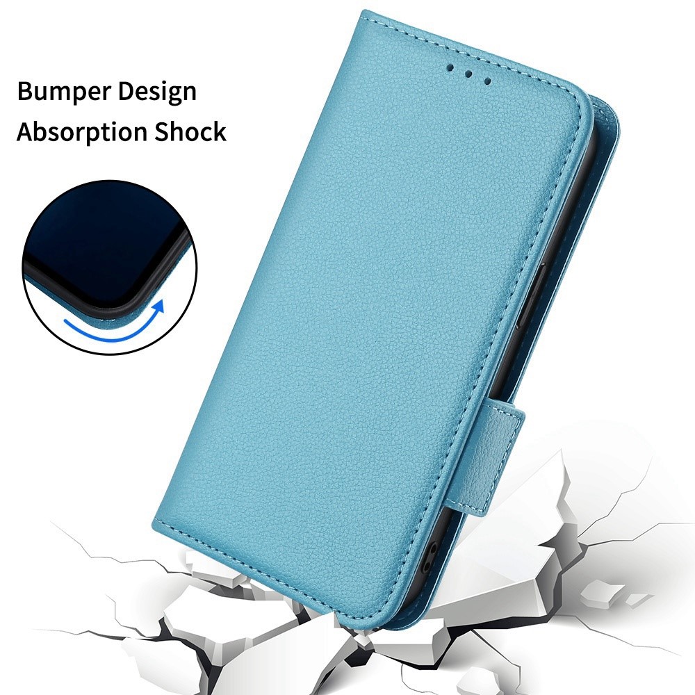 For Samsung Galaxy Z Fold3 5G Side Magnetic Clasp Litchi Texture PU Leather Phone Case Stand Wallet Folio Flip Cover - Baby Blue-5