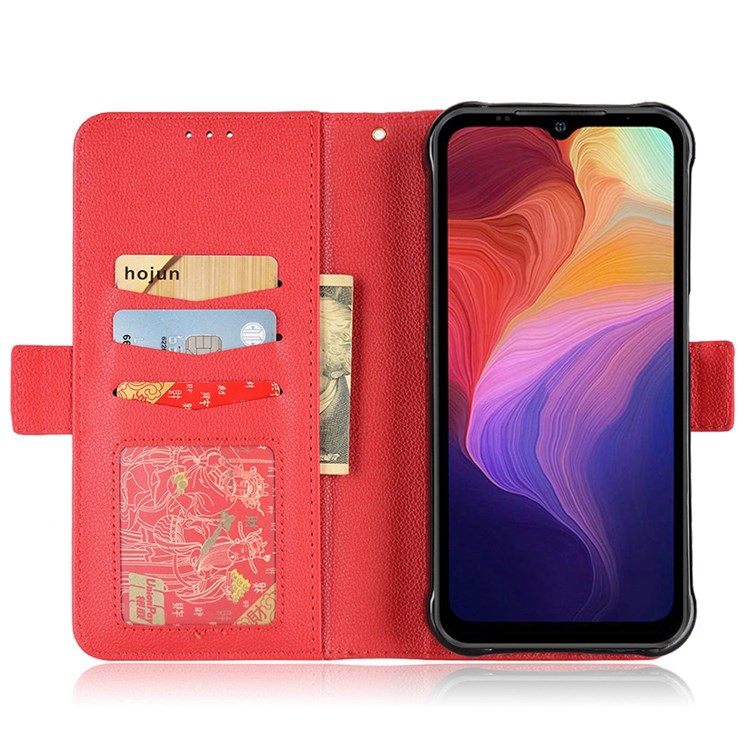 For Ulefone Power Armor 14 4G / Armor 14 Pro 4G Litchi Texture PU Leather Case Magnetic Clasp Phone Stand Wallet Protective Cover - Red-2