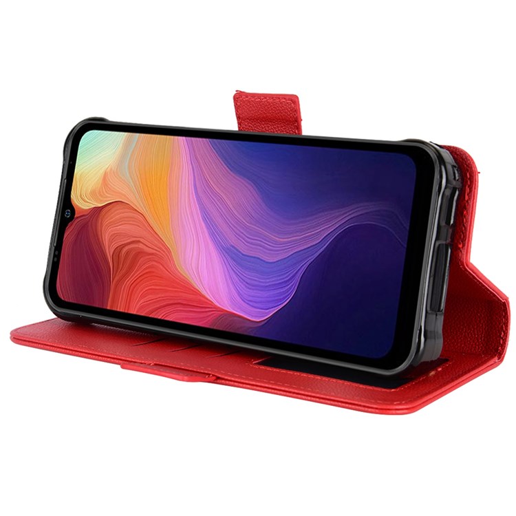 For Ulefone Power Armor 14 4G / Armor 14 Pro 4G Litchi Texture PU Leather Case Magnetic Clasp Phone Stand Wallet Protective Cover - Red-3