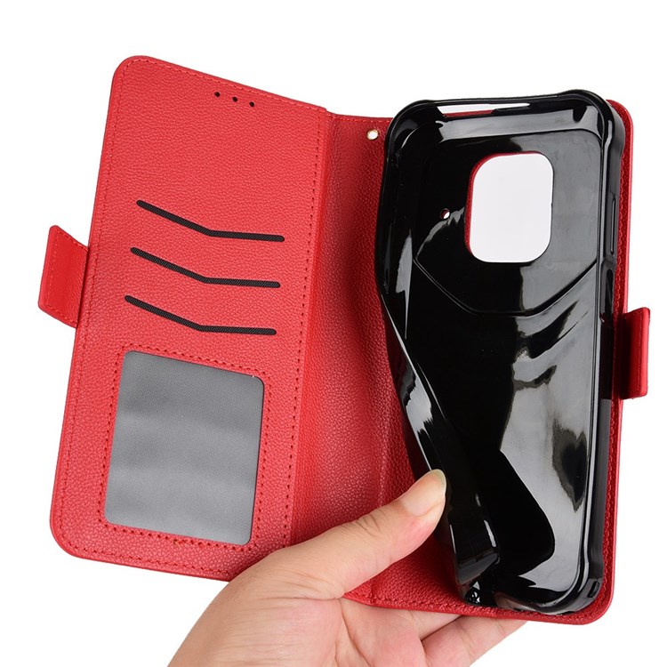 For Ulefone Power Armor 14 4G / Armor 14 Pro 4G Litchi Texture PU Leather Case Magnetic Clasp Phone Stand Wallet Protective Cover - Red-4
