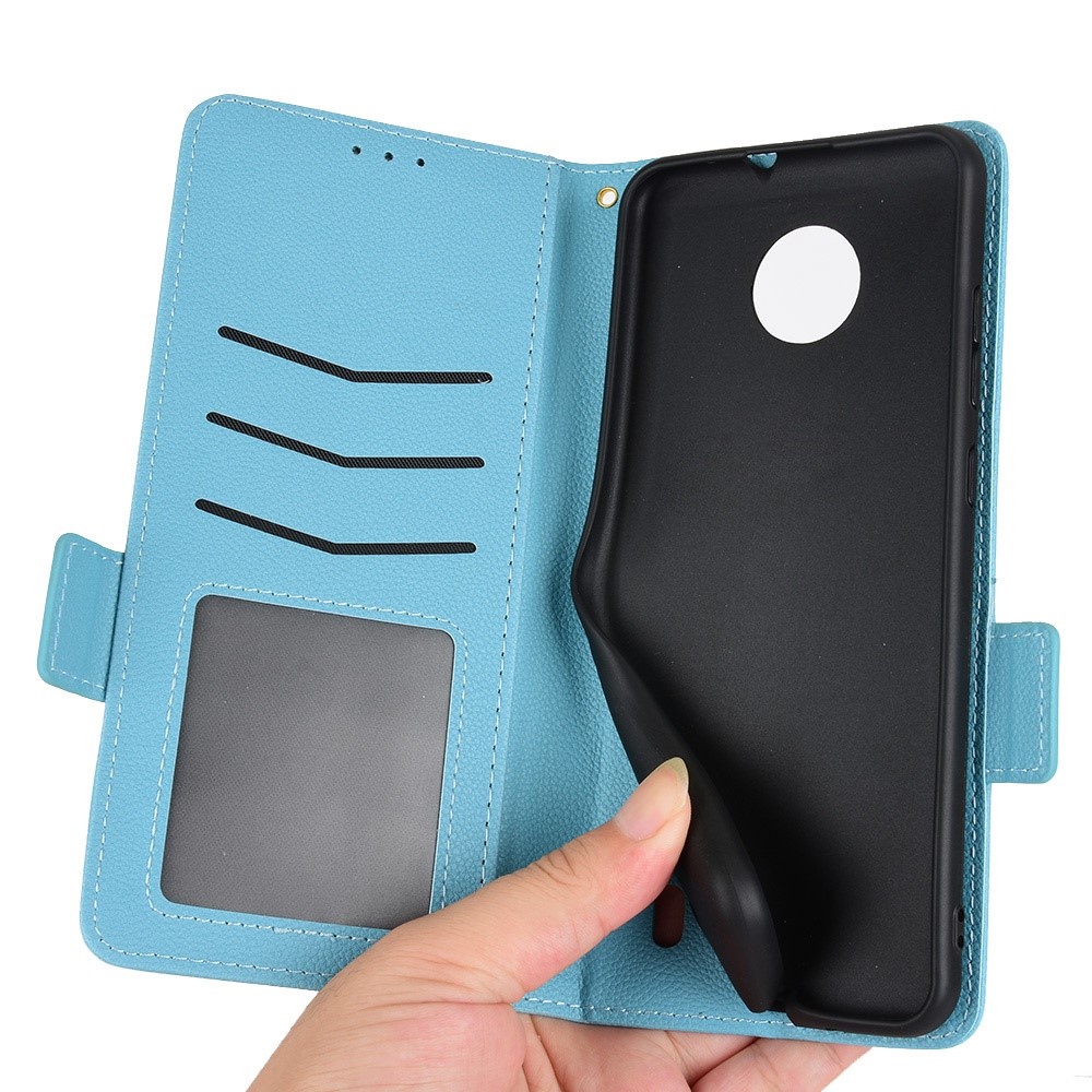 For Nokia C10 / C20 PU Leather Litchi Texture Phone Case Anti-scratch Stand Wallet Magnetic Clasp Cover - Baby Blue-4