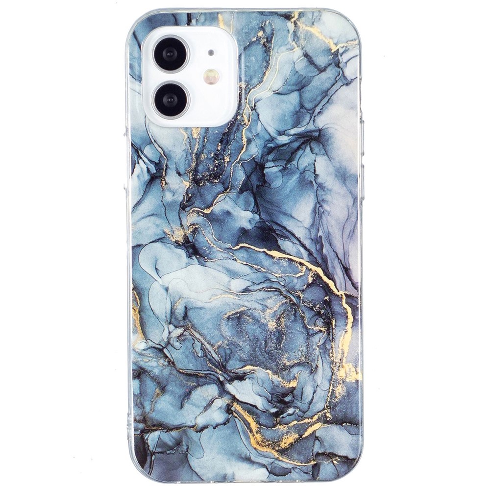 For iPhone 12 mini 5.4 inch IMD Marble Pattern Ultra Slim Phone Case Drop-proof Protective Cover - Grey