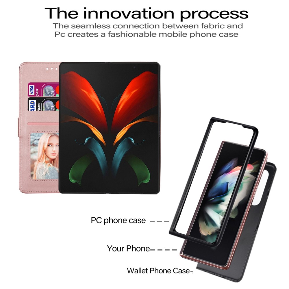 For iPhone 14 6.1 inch Anti-fall PU Leather Phone Case with Zipper Pocket Design Wear-resistant Cover Wallet Stand - Rose Gold-5