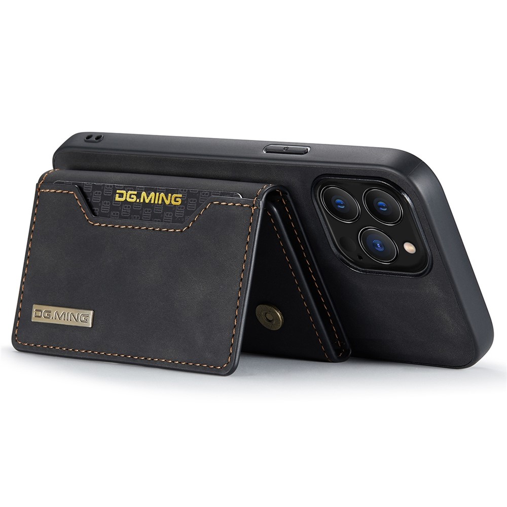 DG.MING M2 Series for iPhone 14 Pro Max 6.7 inch Magnetic Absorption Wear-resistant Protective Phone Case with Detachable Wallet / Kickstand - Black-4