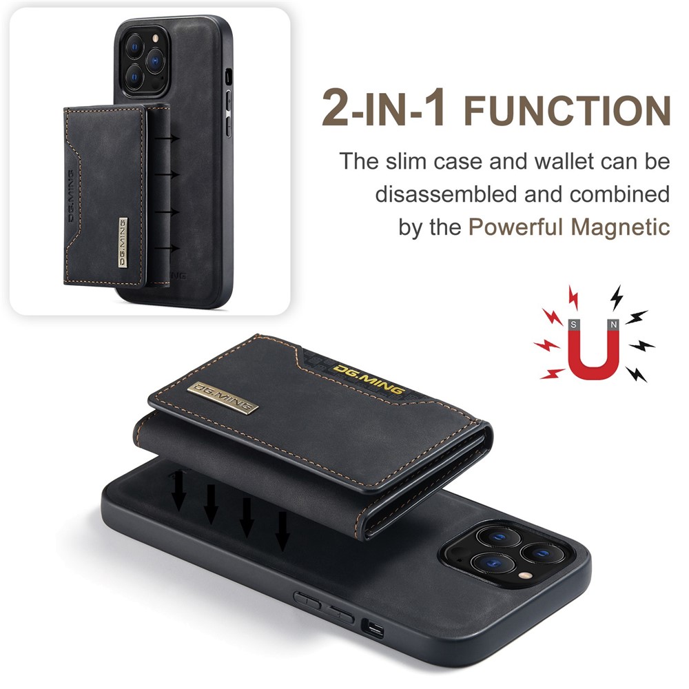 DG.MING M2 Series for iPhone 14 Pro Max 6.7 inch Magnetic Absorption Wear-resistant Protective Phone Case with Detachable Wallet / Kickstand - Black-8