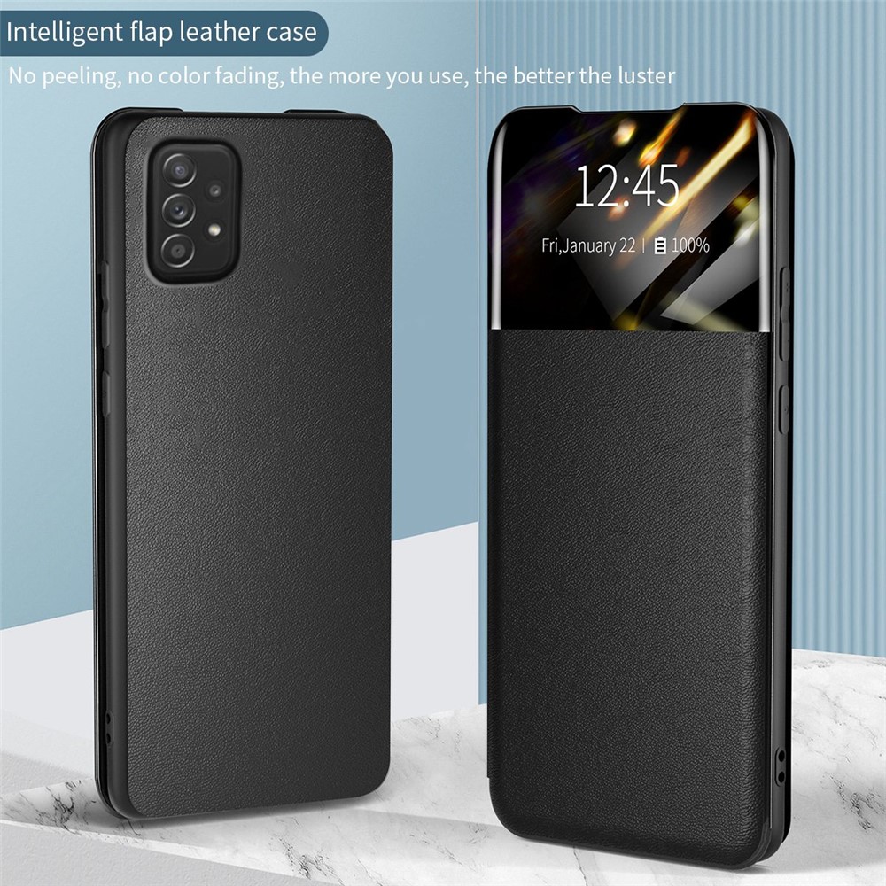 For Samsung Galaxy A72 4G / 5G View Window PU Leather Case Full Protection Card Holder Stand Folio Flip Phone Cover - Red-4