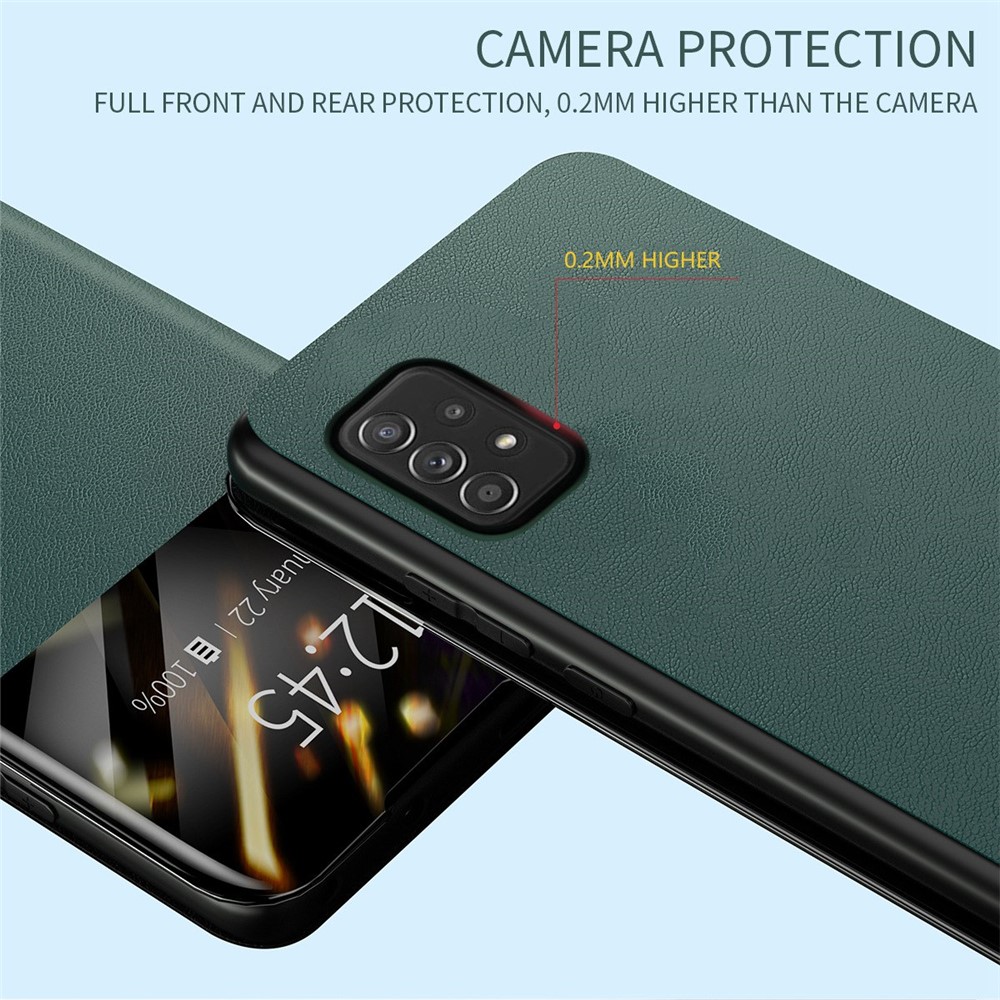 For Samsung Galaxy A52 4G / 5G / A52s 5G View Window Drop-proof Leather Phone Case with Card Holder Stand - Blue-2